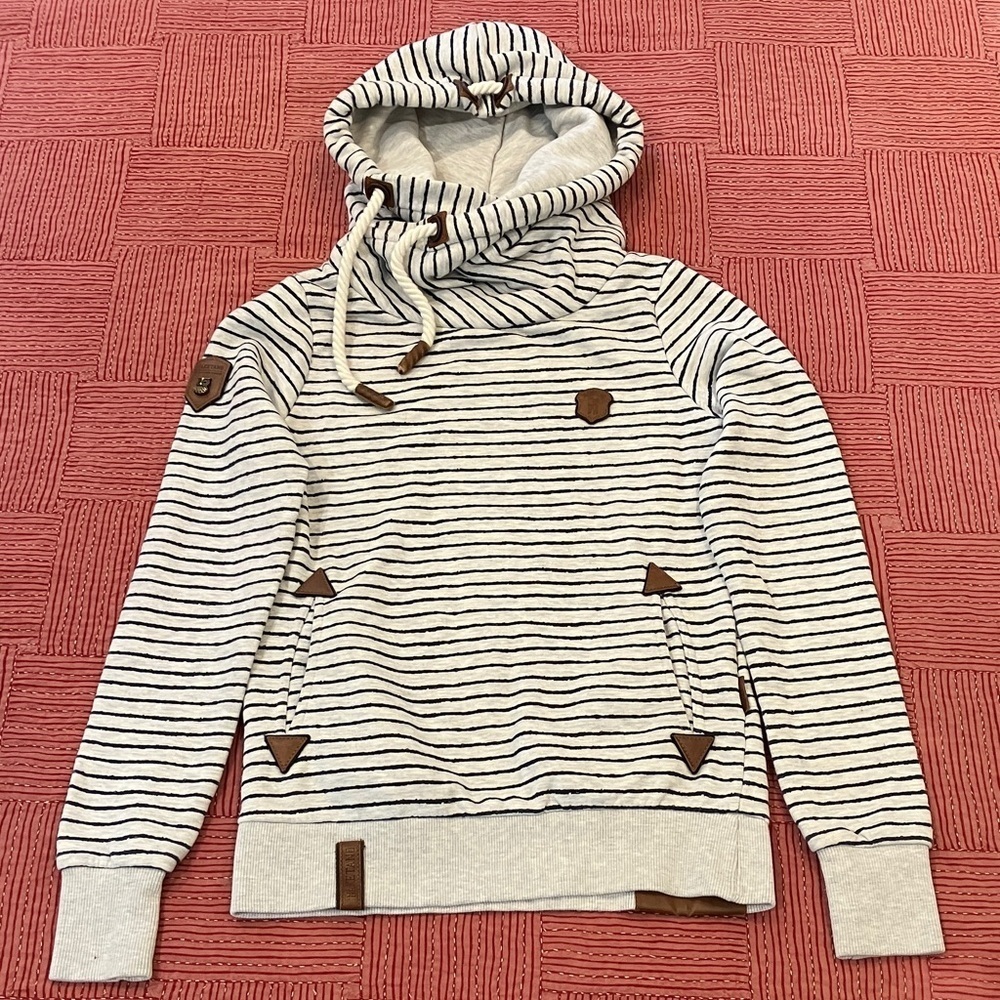 Naketano women’s XS Striped Darth wrap / criss cross Neck Sweater